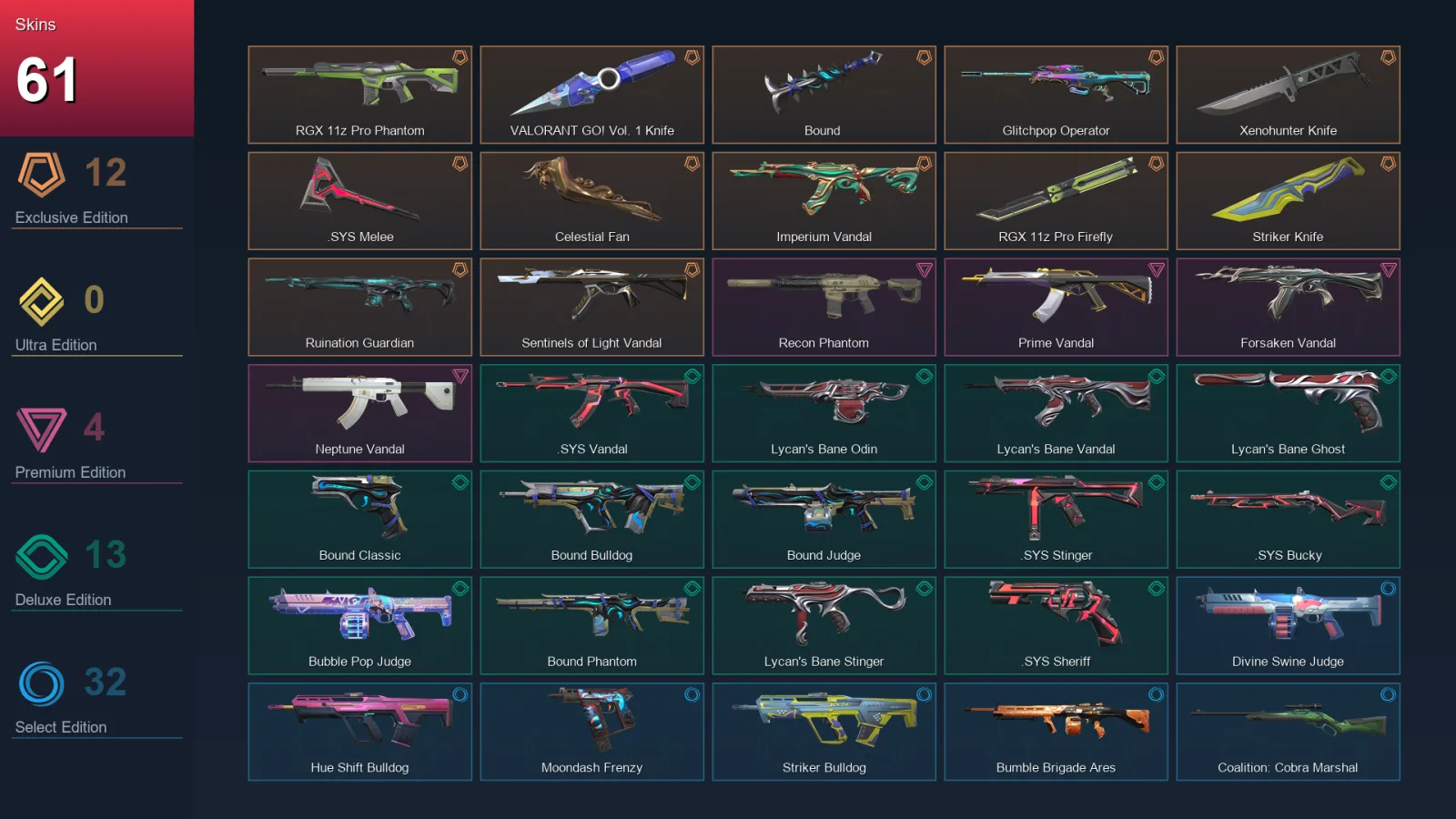 AP | Lv149 | Unranked | 61 Skin | 27 Agent | 81 Buddy — Valorant account
