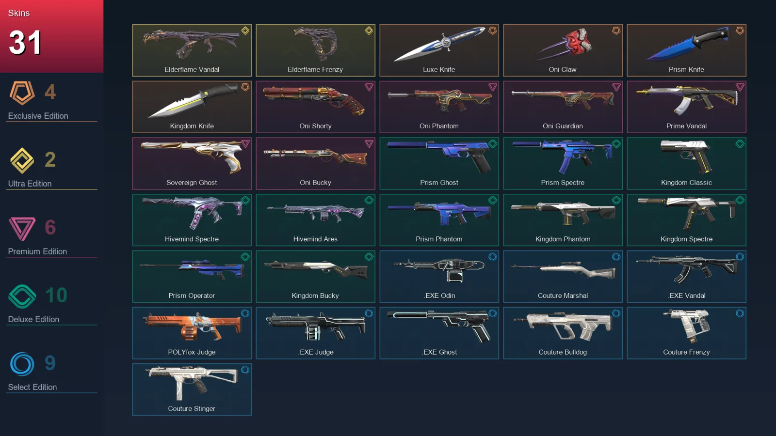 AP | Lv16 | Unranked | 31 Skin | 12 Agent | 20 Buddy