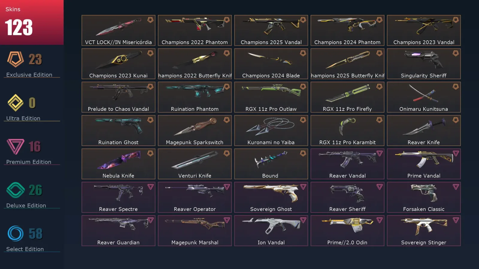 [Valorant] | EU | Level 156 | 25 Agents | 123 Skins — Valorant account