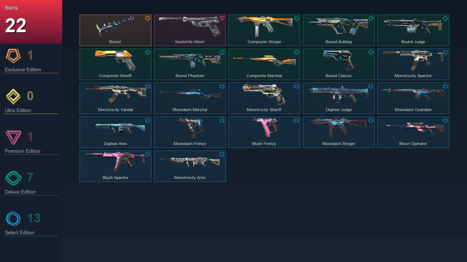 EU | Lv47 | Unranked | 22 Skin | 17 Agent | 28 Buddy