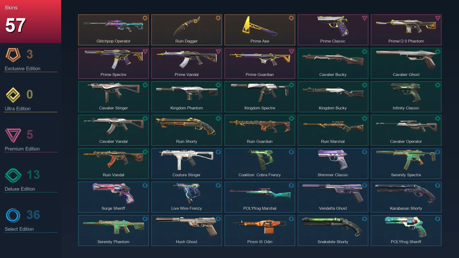 AP | Lv232 | Unranked | 57 Skin | 28 Agent | 113 Buddy