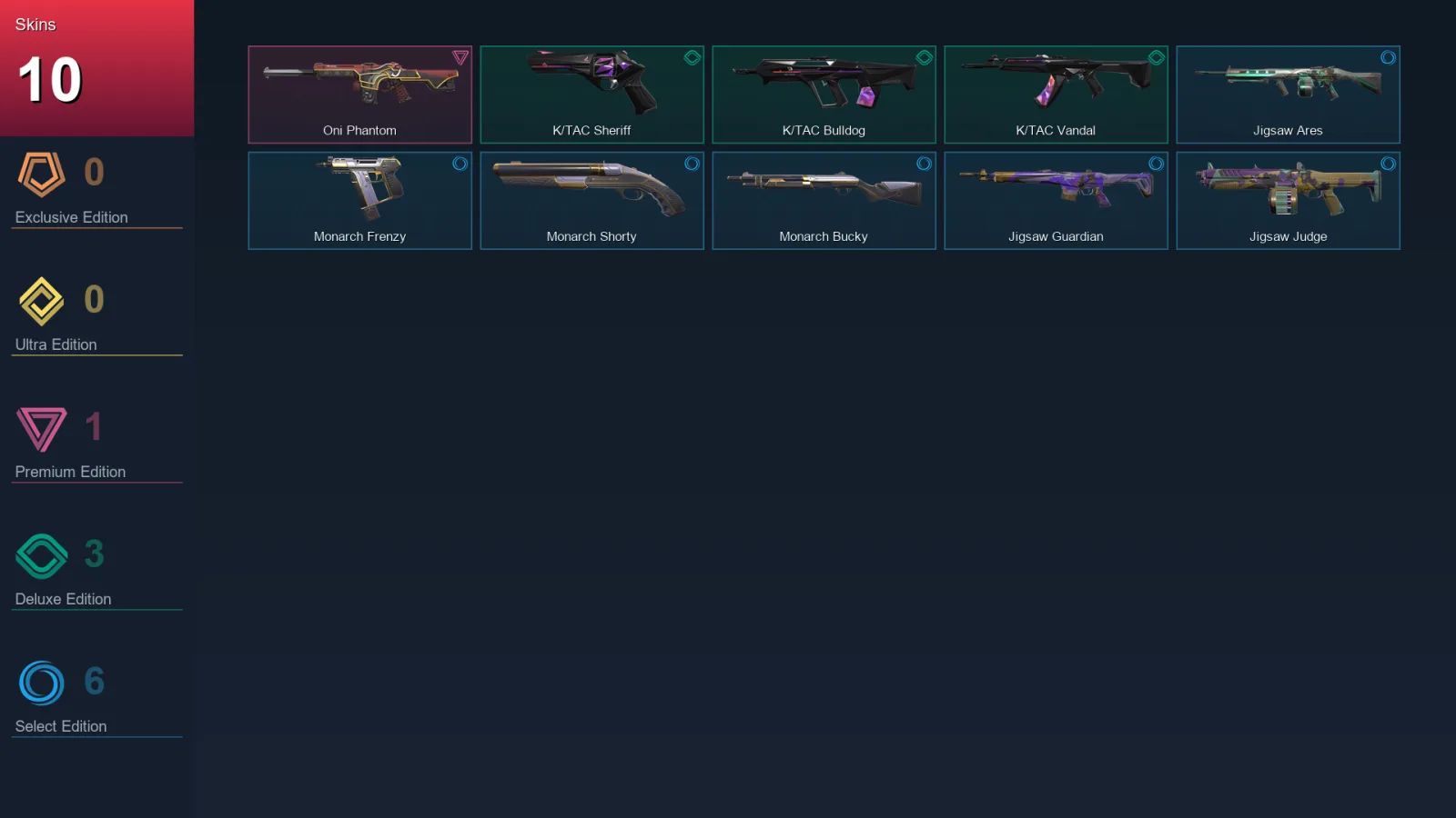 NA | Oni Phantom | K/TAC Sheriff | K/TAC Bulldog | K/TAC Vandal | 10 Skin | 7 Agent | 12 Buddy | Lv23