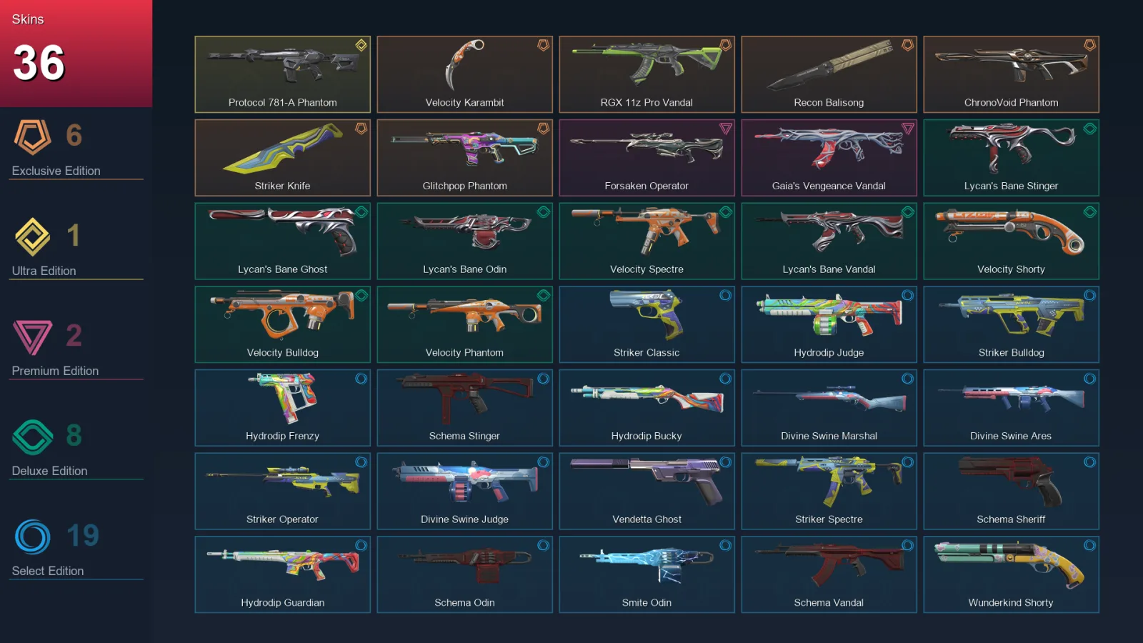 AP | Lv74 | Unranked | 36 Skin | 19 Agent | 40 Buddy