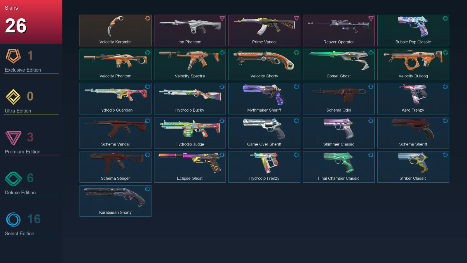 AP | Lv151 | Unranked | 26 Skin | 24 Agent | 65 Buddy — Ion Phantom