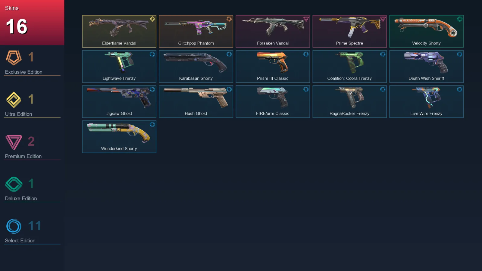 EU | Lv166 | Unranked | 16 Skin | 20 Agent | 51 Buddy — Valorant account