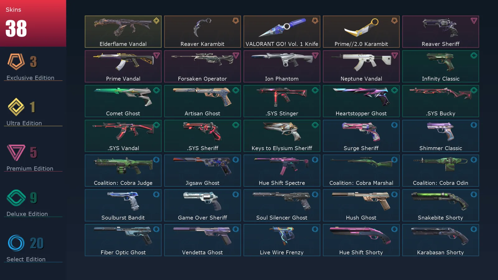[Valorant] | EU | Level 292 | Bronze 2 | 28 Agents | 38 Skins
