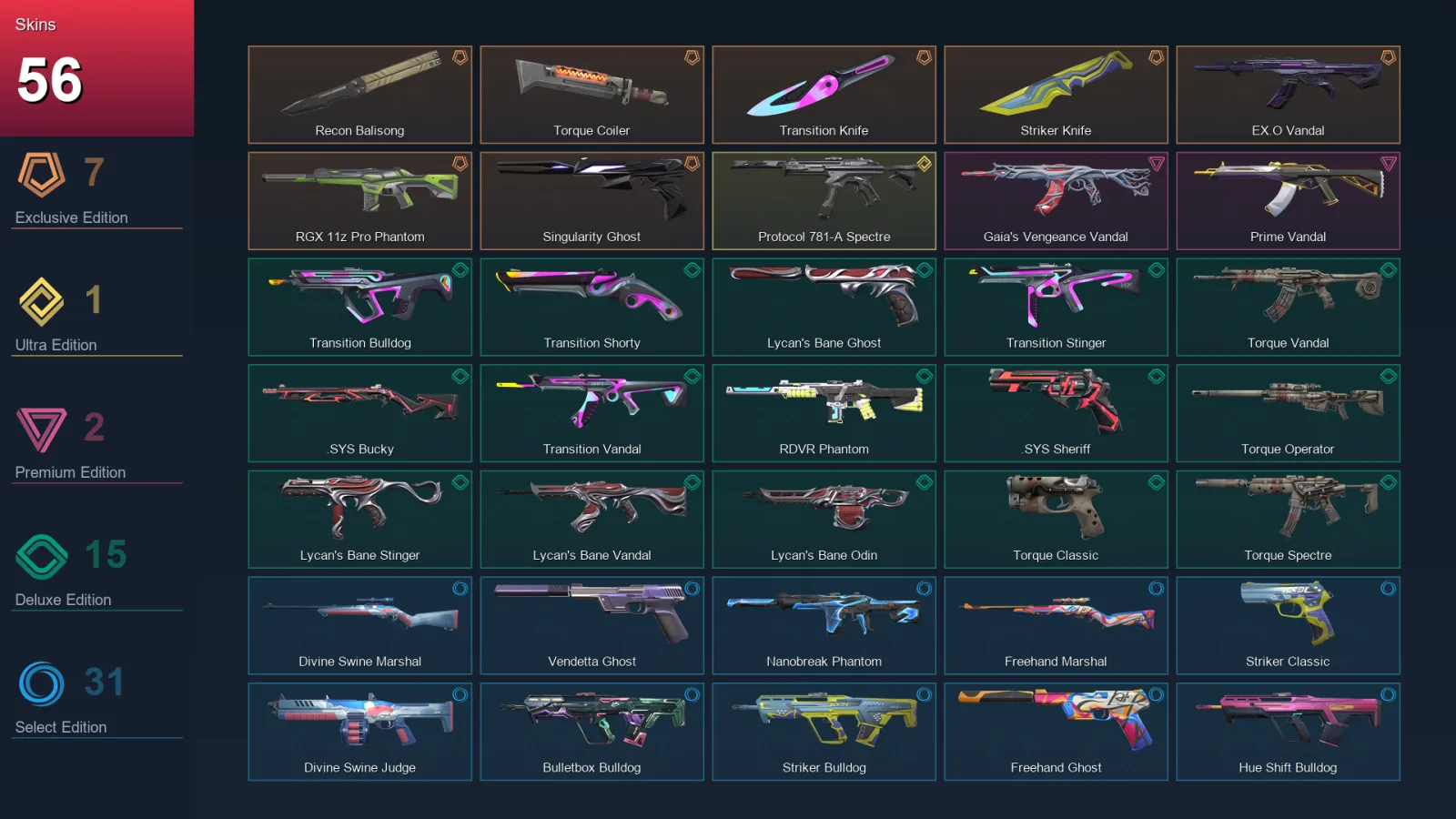 EU | Lv136 | Unranked | 56 Skin | 28 Agent | 79 Buddy