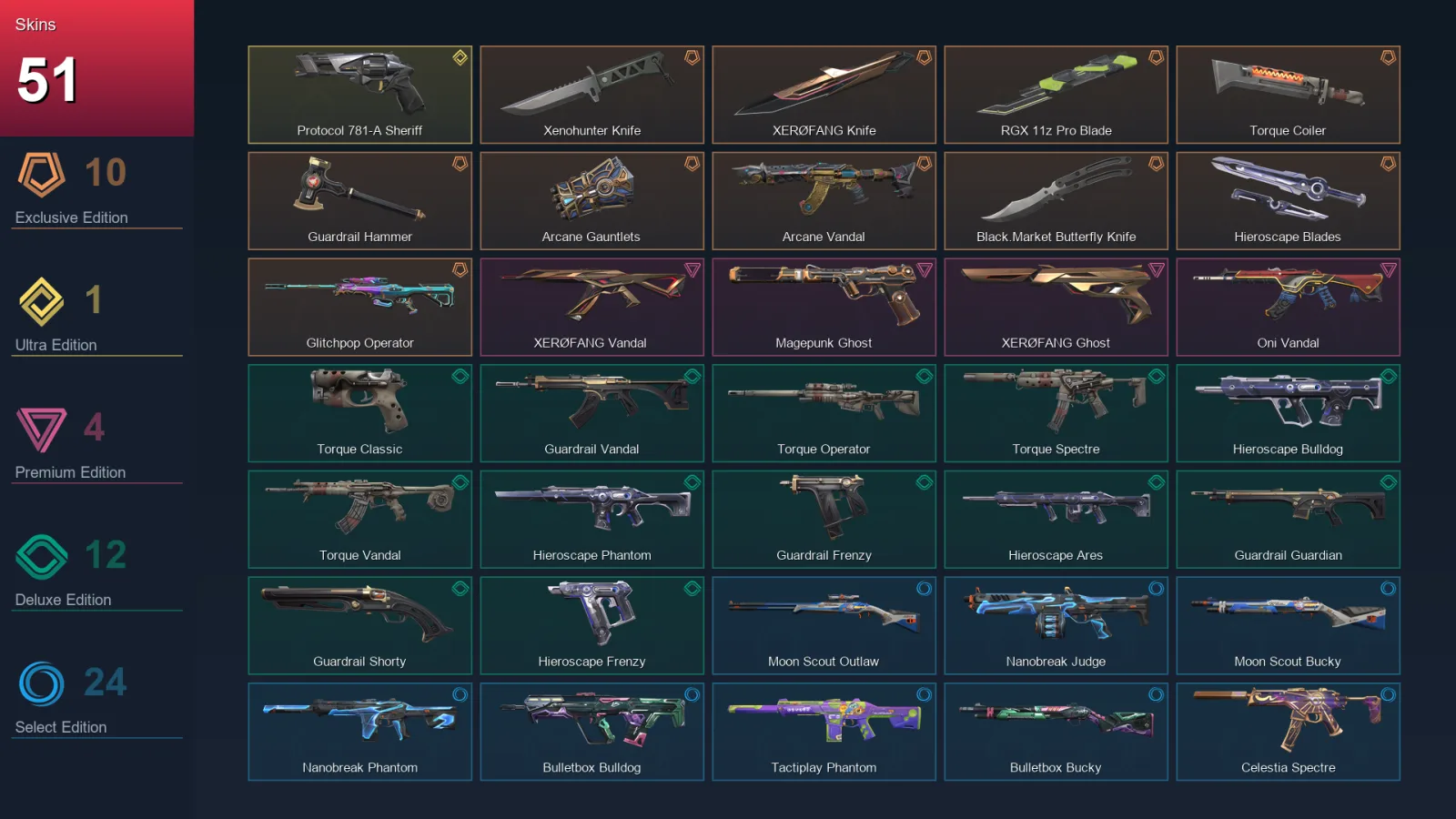 EU | Lv83 | Unranked | 51 Skin | 28 Agent | 50 Buddy