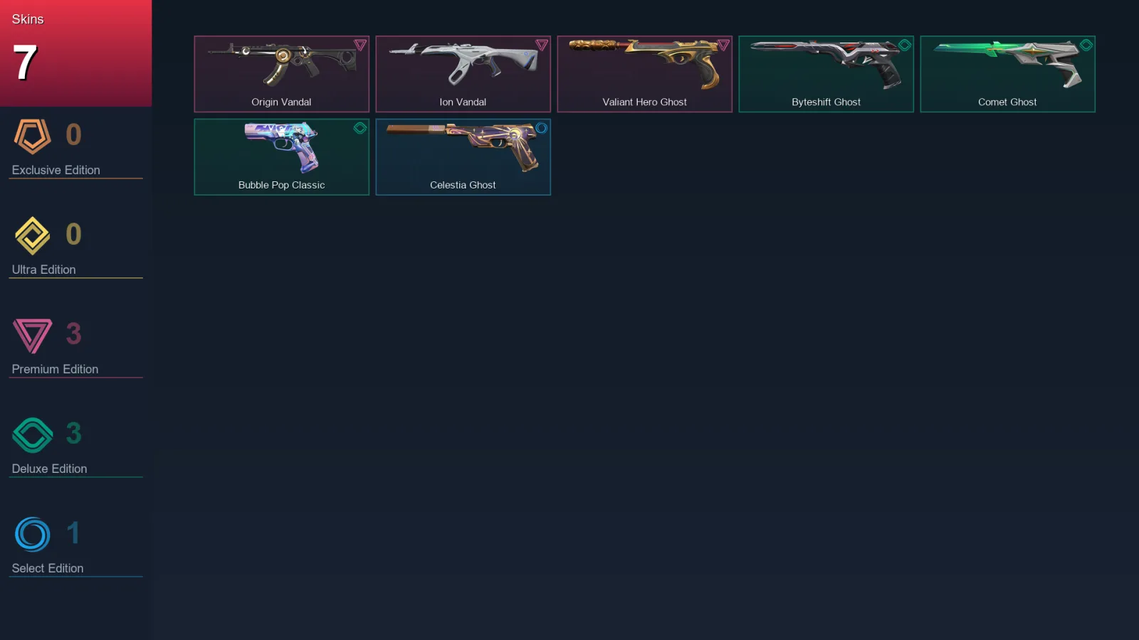 EU | Lv130 | Unranked | 7 Skin | 27 Agent | 43 Buddy