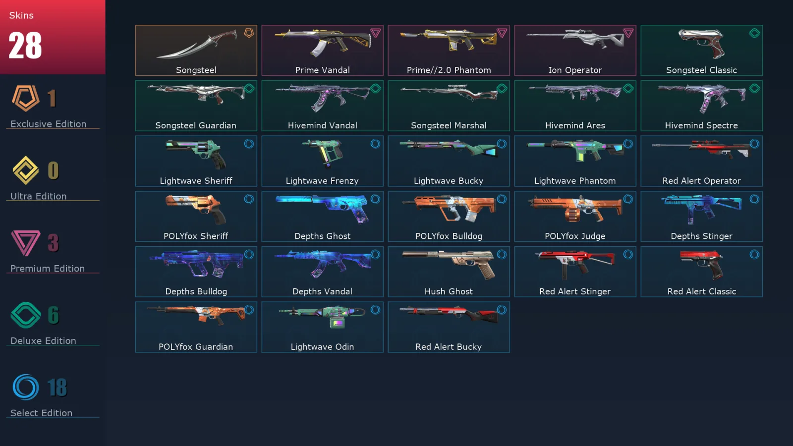 [Valorant] | EU | Level 56 | 16 Agents | 28 Skins