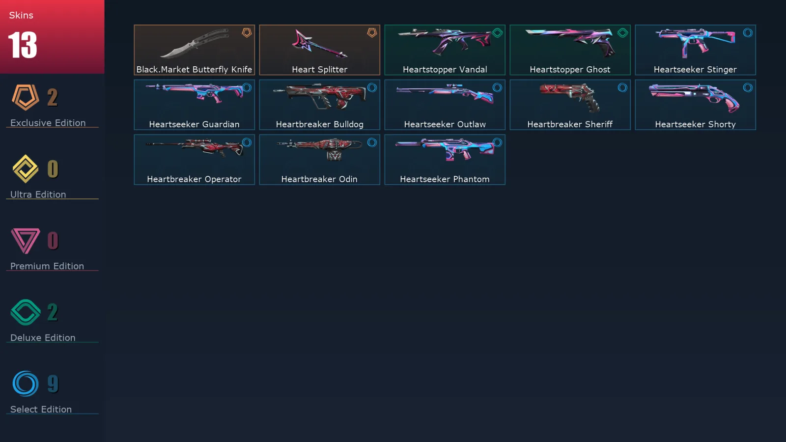 [Valorant] | EU | Level 33 | 9 Agents | 13 Skins