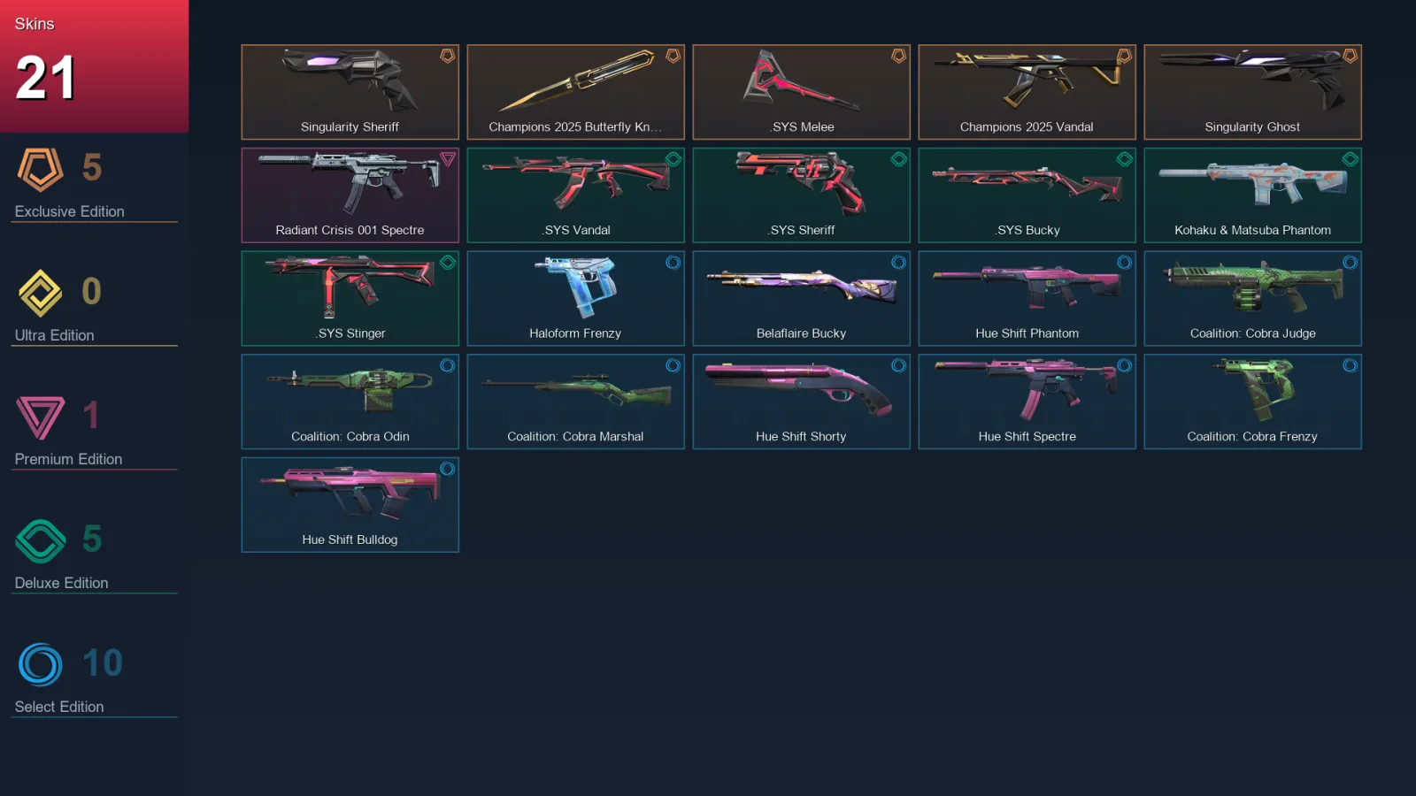 EU | Lv52 | Unranked | 21 Skin | 16 Agent | 27 Buddy