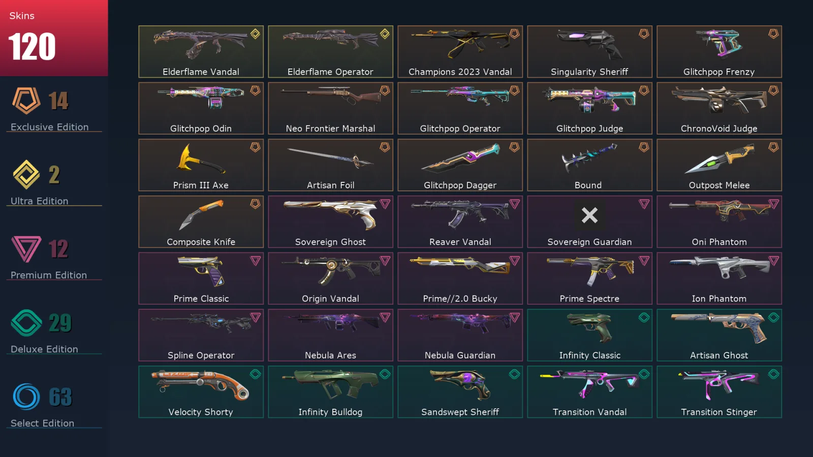 [Valorant] | EU | Level 275 | 23 Agents | 120 Skins