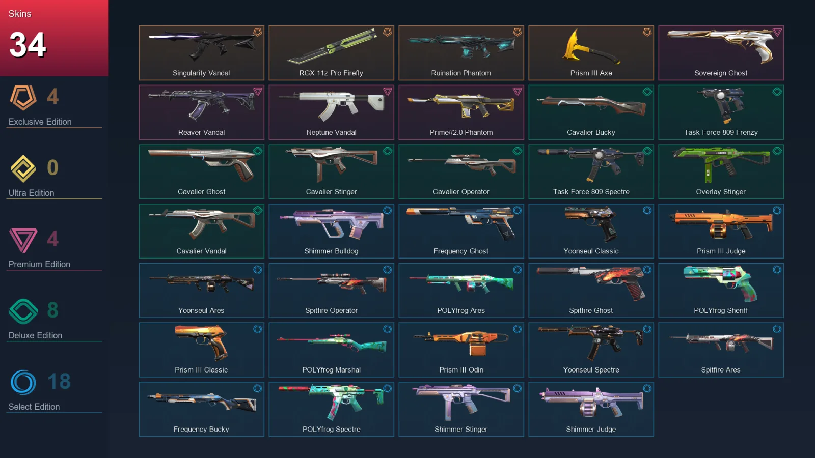 EU | Lv36 | Unranked | 34 Skin | 11 Agent | 34 Buddy