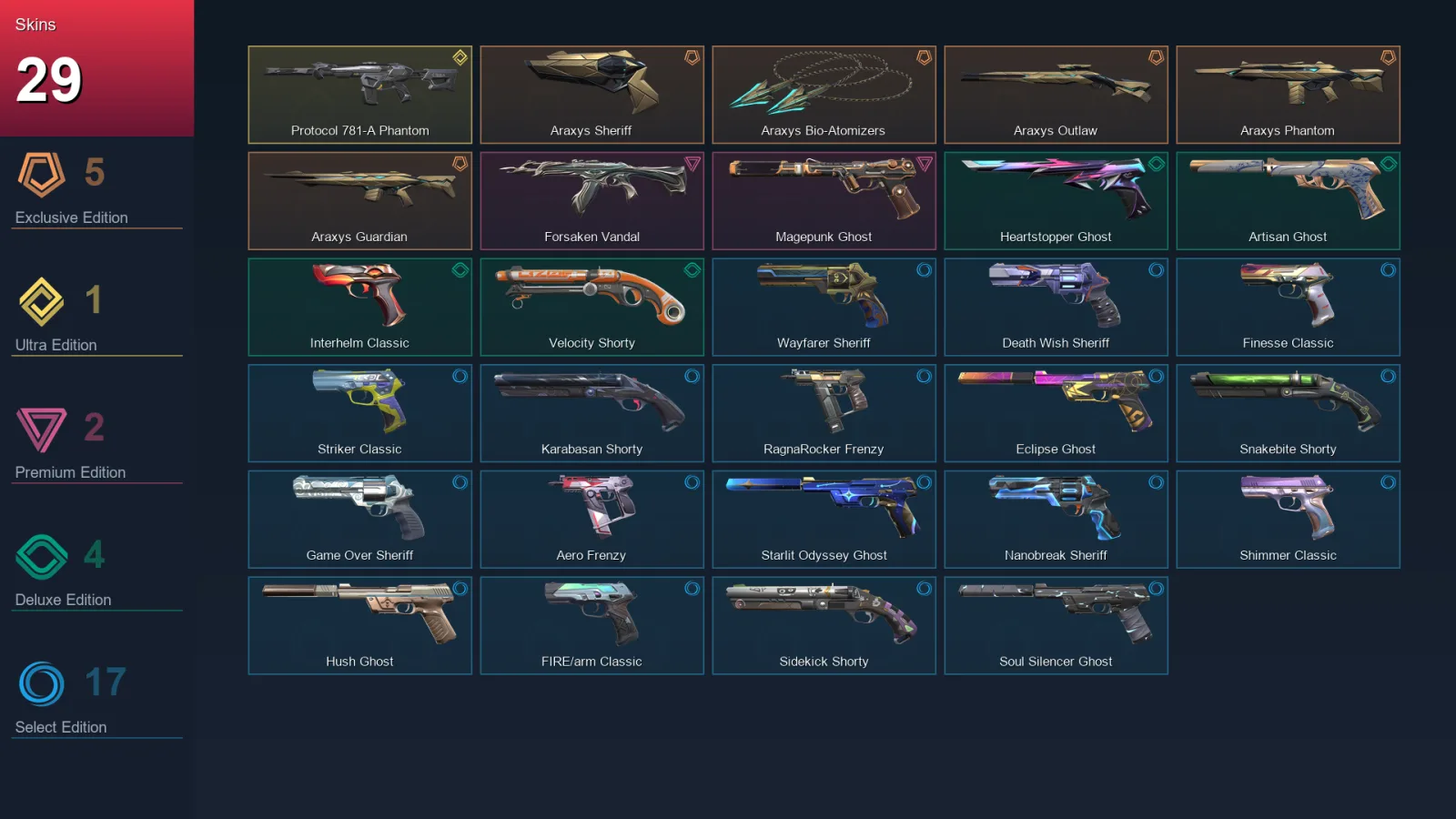 AP | Lv270 | Unranked | 29 Skin | 29 Agent | 109 Buddy