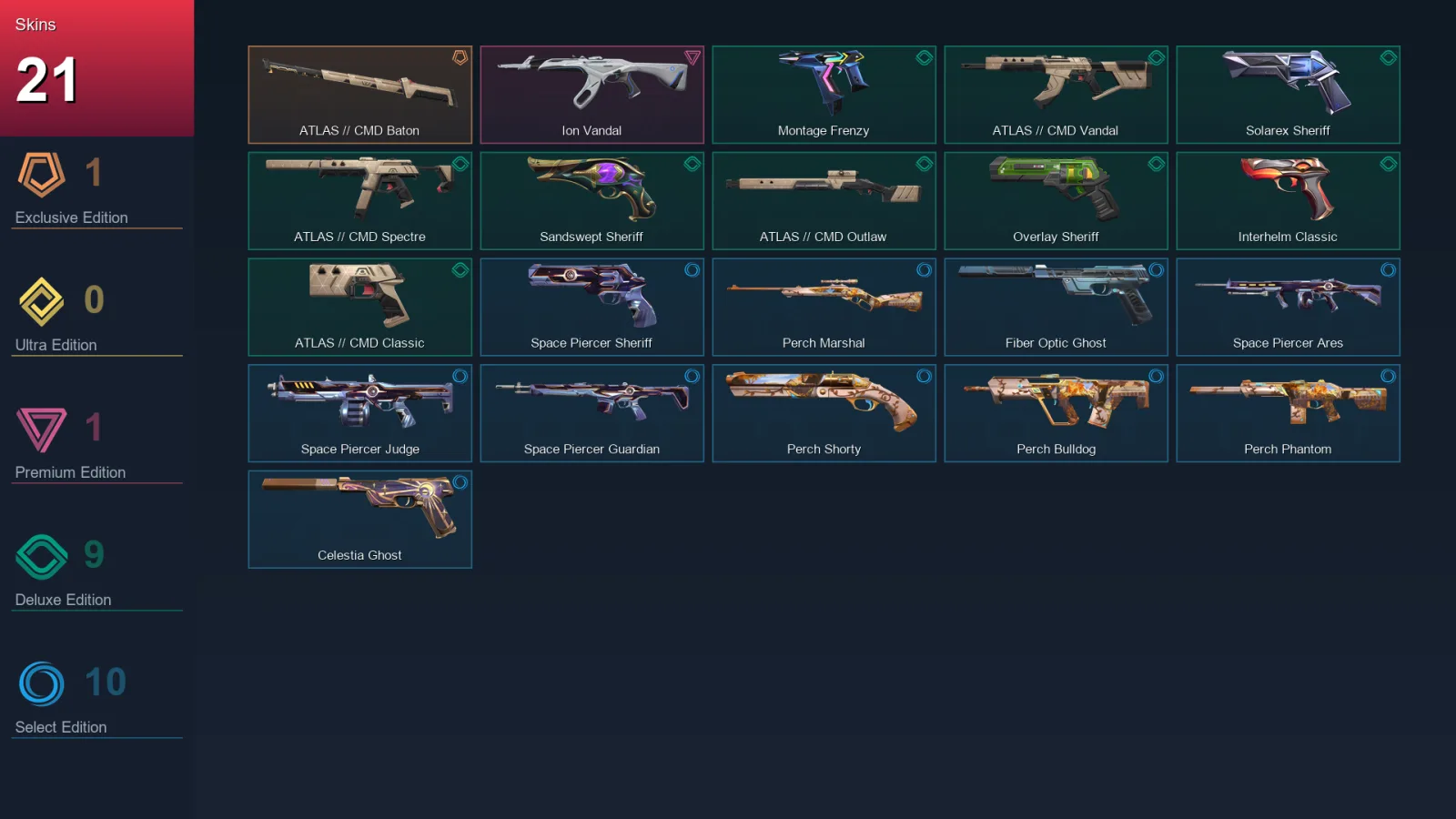 AP | Lv172 | Unranked | 21 Skin | 24 Agent | 69 Buddy
