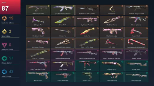 AP | Sentinels of Light Operator | Genesis Arc | Sentinels of Light Vandal | Glitchpop Axe | 87 Skin | 26 Agent | 116 Buddy | Lv238