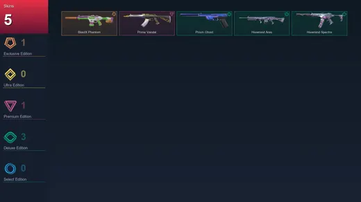 AP | BlastX Phantom | Prime Vandal | Prism Ghost | Hivemind Ares | 5 Skin | 7 Agent | 5 Buddy | Lv2 — Valorant account
