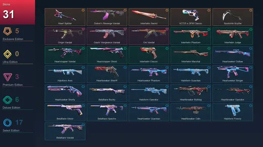 AP | Heart Splitter | Dolmir's Revenge Vandal | Interhelm Sword | VCT25 x DFM Classic | 31 Skin | 13 Agent | 23 Buddy | Lv48 — Valorant account