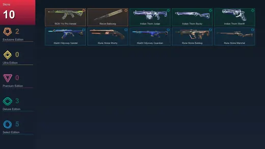 LA | RGX 11z Pro Vandal | Recon Balisong | Iridian Thorn Judge | Iridian Thorn Bucky | 10 Skin | 23 Agent | 31 Buddy | Lv67