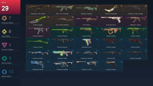 NA | Champions 2023 Vandal | RGX 11z Pro Vandal | Imperium Operator | Prime//2.0 Karambit | 29 Skin | 28 Agent | 53 Buddy | Lv147