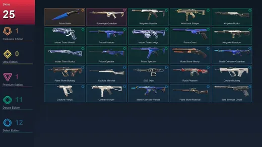 EU | Prism Knife | Sovereign Guardian | Kingdom Spectre | Aristocrat Stinger | 25 Skin | 11 Agent | 26 Buddy | Lv50 — Valorant account