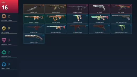EU | Reaver Knife | Araxys Vandal | Reaver Phantom | Ion Sheriff | 16 Skin | 29 Agent | 67 Buddy | Lv126