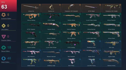 EU | Artisan Foil | Genesis Arc | Champions 2021 Karambit | K/TAC Blade | 63 Skin | 20 Agent | 57 Buddy | Lv76