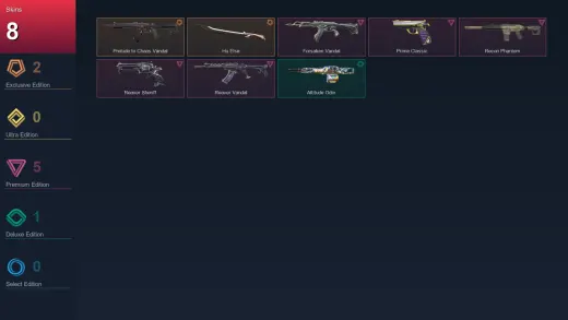 EU | Prelude to Chaos Vandal | Hu Else | Forsaken Vandal | Prime Classic | 8 Skin | 27 Agent | 44 Buddy | Lv79