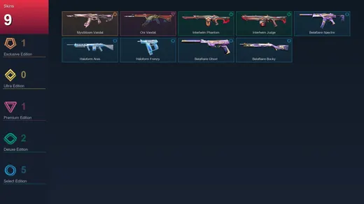 EU | Mystbloom Vandal | Oni Vandal | Interhelm Phantom | Interhelm Judge | 9 Skin | 10 Agent | 12 Buddy | Lv26 — Valorant account