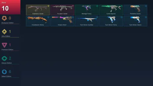 NA | Elderflame Vandal | Forsaken Vandal | Montage Frenzy | Comet Spectre | 10 Skin | 25 Agent | 56 Buddy | Lv70