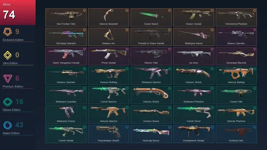 EU | Neo Frontier Odin | Velocity Karambit | Comet Sword | Araxys Vandal | 74 Skin | 27 Agent | 112 Buddy | Lv218 — Comet Spectre