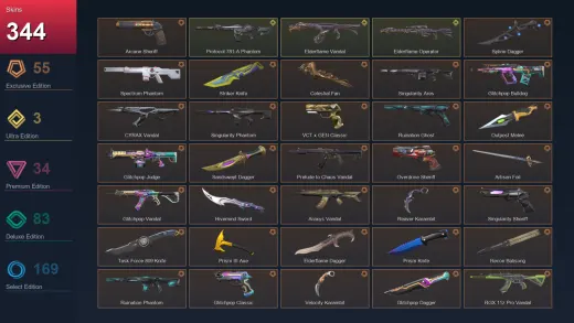 NA | Arcane Sheriff | Spline Dagger | Spectrum Phantom | Striker Knife | 344 Skin | 28 Agent | 251 Buddy | Lv458