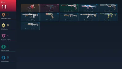 EU | Oni Claw | Spline Phantom | Lycan's Bane Ghost | Divine Swine Judge | 11 Skin | 7 Agent | 3 Buddy | Lv7 — Valorant account