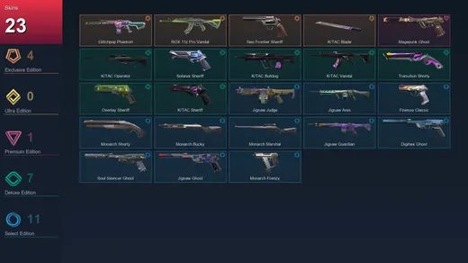 AP | Glitchpop Phantom | RGX 11z Pro Vandal | Neo Frontier Sheriff | K/TAC Blade | 23 Skin | 25 Agent | 71 Buddy | Lv166 — Valorant account