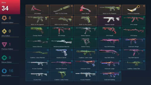 EU | .SYS Melee | RGX 11z Pro Firefly | Gaia's Wrath | RGX 11z Pro Phantom | 34 Skin | 29 Agent | 49 Buddy | Lv90 — Valorant account