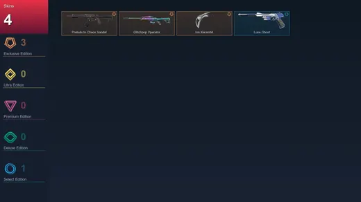 AP | Prelude to Chaos Vandal | Glitchpop Operator | Ion Karambit | Luxe Ghost | 4 Skin | 13 Agent | 12 Buddy | Lv34
