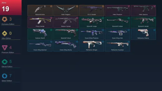 EU | Byteshift Knife | Helix Daggers | EX.O Vandal | Helix Phantom | 19 Skin | 15 Agent | 23 Buddy | Lv45