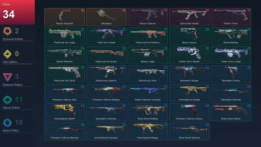 EU | Reaver Karambit | Obsidiana | Reaver Spectre | Solarstride Vandal | 34 Skin | 17 Agent | 34 Buddy | Lv70
