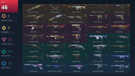 EU | RGX 11z Pro Firefly | Onimaru Kunitsuna | BlastX Phantom | Prelude to Chaos Shorty | 46 Skin | 23 Agent | 36 Buddy | Lv65 — Valorant account