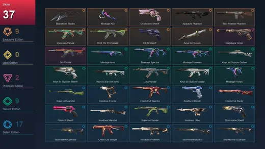 EU | Blackthorn Blades | Montage Axe | Mystbloom Sheriff | Ayakashi Phantom | 37 Skin | 19 Agent | 31 Buddy | Lv70 — Valorant account
