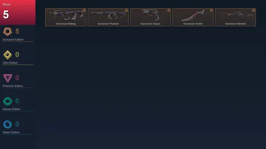 AP | Nocturnum Bulldog | Nocturnum Phantom | Nocturnum Classic | Nocturnum Scythe | 5 Skin | 11 Agent | 6 Buddy | Lv29