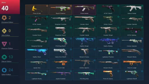 LA | Prism III Axe | BlastX Phantom | Prime Vandal | K/TAC Sheriff | 40 Skin | 20 Agent | 61 Buddy | Lv92