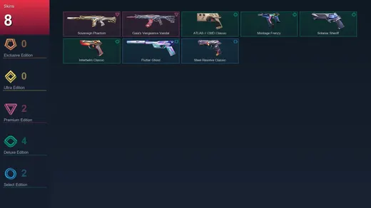 EU | Sovereign Phantom | Gaia's Vengeance Vandal | ATLAS // CMD Classic | Montage Frenzy | 8 Skin | 28 Agent | 34 Buddy | Lv112