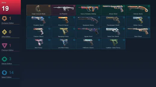 AP | Origin Crescent Blade | Ion Phantom | Nunca Olvidados Bulldog | Artisan Ghost | 19 Skin | 21 Agent | 64 Buddy | Lv172