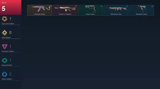 NA | Glitchpop Vandal | Prime//2.0 Phantom | Bound Classic | Monstrocity Ares | 5 Skin | 7 Agent | 6 Buddy | Lv13