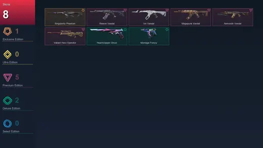 AP | Singularity Phantom | Reaver Vandal | Ion Vandal | Magepunk Vandal | 8 Skin | 23 Agent | 28 Buddy | Lv74 — Valorant account