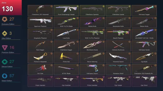 EU | Champions 2021 Karambit | Glitchpop Dagger | Spectrum Phantom | RGX 11z Pro Blade | 130 Skin | 26 Agent | 146 Buddy | Lv258