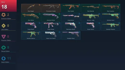 LA | Ruin Dagger | Primordium Vandal | Ruin Vandal | Ruin Marshal | 18 Skin | 27 Agent | 48 Buddy | Lv80