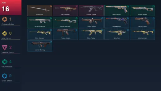 EU | Artisan Foil | Oni Phantom | Reaver Vandal | Artisan Ghost | 16 Skin | 21 Agent | 33 Buddy | Lv73